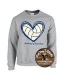 ACADEMY OF SAINT PAUL CREW SWEATSHIRT-VOLLEYBALL HEART