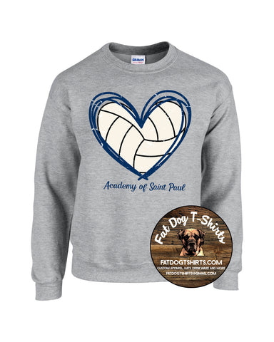 ACADEMY OF SAINT PAUL CREW SWEATSHIRT-VOLLEYBALL HEART