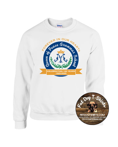 QUEEN OF PEACE 100 YEARS -CREW NECK FLEECE WHITE